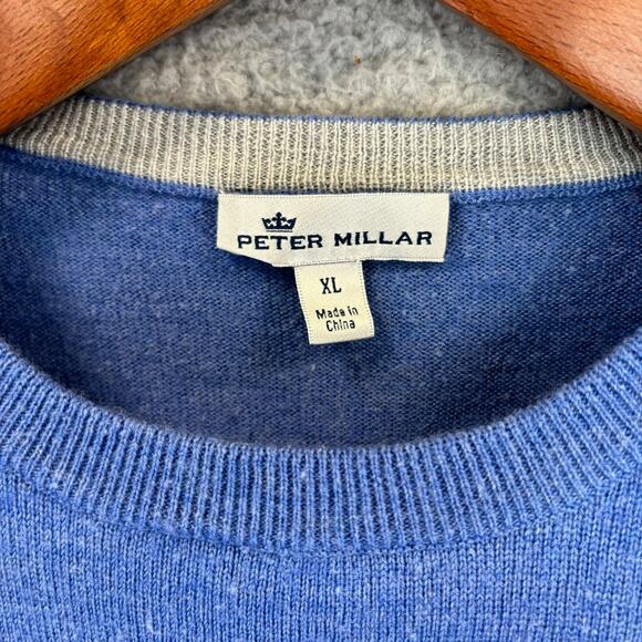 Peter Millar Sweater XL Blue Golf Silk Merino Wool Blend Classic Fit Crown Soft - Picture 5 of 10